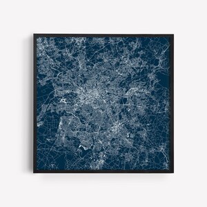 IMPRESSION DE CARTE DE MANCHESTER - Poster de carte de l'Angleterre moderne au Royaume-Uni - Poster de la ville minimaliste Urban City Grid Art qualité giclée d'impression dessin au trait Plan de la ville