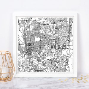 CARTE DE COLORADO SPRINGS - affiche de carte fine art - impression de carte de Colorado Springs, carte de la ville minimaliste, décoration intemporelle, art mural classique, carte carrée