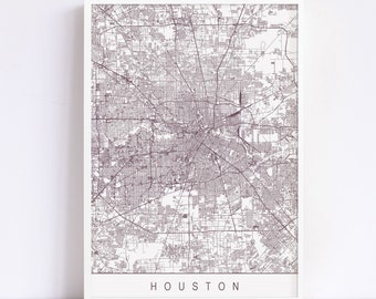 MAP OF HOUSTON - High Quality Giclee Print, Minimalist Houston Art Print, Customizable City Map