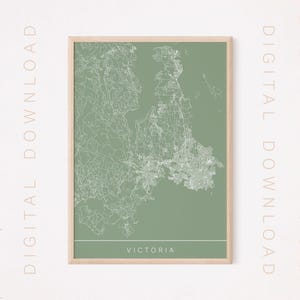 Impresión del mapa de Victoria, Columbia Británica, descarga digital, arte del mapa de Victoria, alta calidad, 300 dpi, impresión artística minimalista del mapa de la ciudad