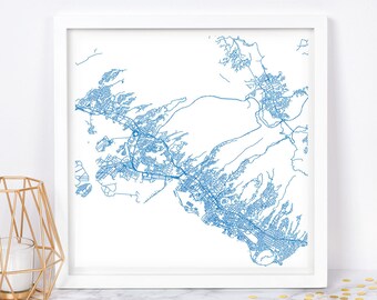 HONOLULU CITY MAP - Fine Art Map Poster - Honolulu Map Print Minimalist City Map, Timeless Decor, Classic Wall Art, Square Map