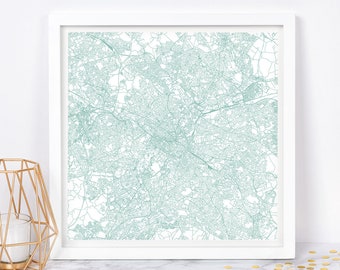 BIRMINGHAM UK MAP - Fine Art Map Poster - Birmingham United Kingdom England Map Print Minimalist City Map, Timeless Decor, Classic Wall Art