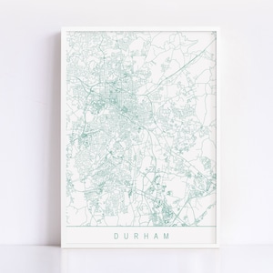 DURHAM  NORTH CAROLINA Map - Customizable City Map, High Quality Giclee Print, Minimalist Art