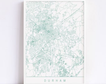 DURHAM  NORTH CAROLINA Map - Customizable City Map, High Quality Giclee Print, Minimalist Art