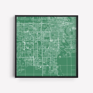 CARTE DE LA VILLE DE FARGO - oeuvre d'art murale minimaliste, affiche en quadrillage de la ville au design moderne, Dakota du Nord, États-Unis, décoration intemporelle, art mural classique, carte carrée