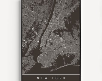 NEW YORK CITY Map Art - Moderne New York City Druckkunst - Personalisierbar N.Y.C. Landkarte Home Dekor Moderne Stadt Kunstdruck Giclée Ribba Map Stadtplan