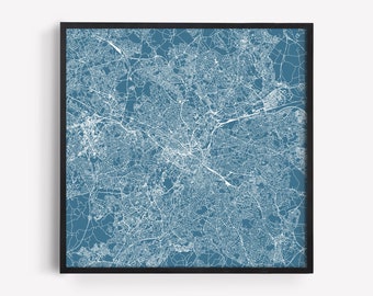 BIRMINGHAM England CITY MAP Line Art City Map Road Map Birmingham Map Minimalist City Map Wall Art Modern Design City Grid Poster Ribba