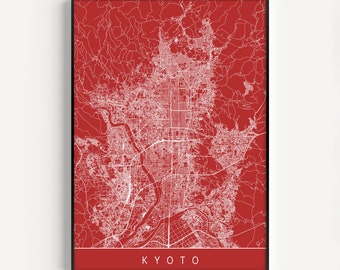 KYOTO MAP PRINT - Custom Line Art City Map - Kyoto Japan Map Art Minimalist Art Print Customizable City Map