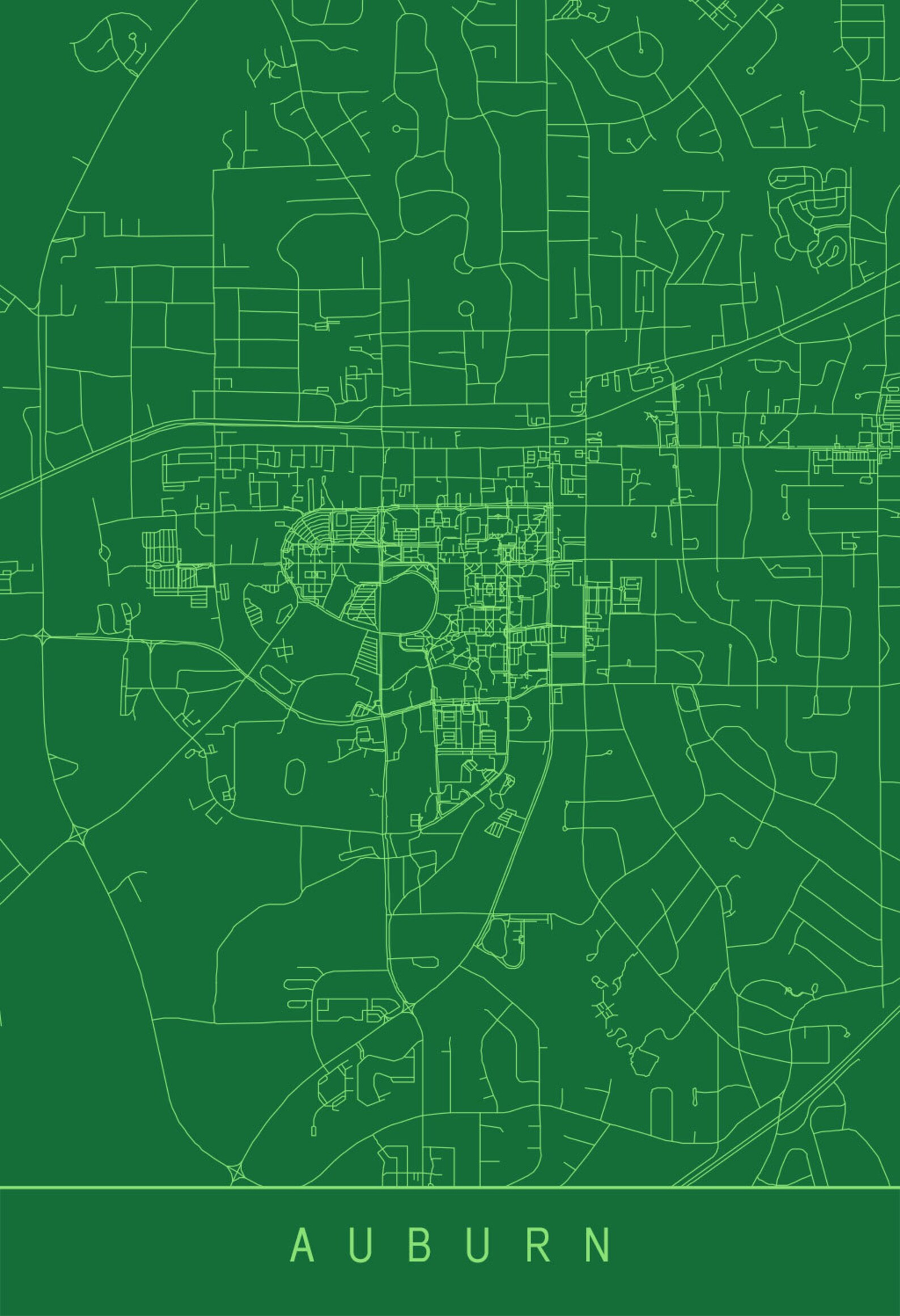 AUBURN MAP Modern Auburn Art Print Minimalist City Map - Etsy