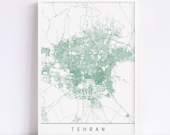 MAP OF TEHRAN - Minimalist Tehran Art Print, Travel Poster, Customizable City Map, High Quality Giclee Print, Modern Map Art, Iran Map Print