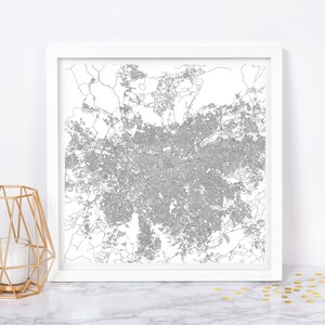 Carte de la ville de SAO PAULO - affiche de carte fine art - impression de carte de Sao Paulo, carte de la ville minimaliste, décoration intemporelle, art mural classique, carte carrée