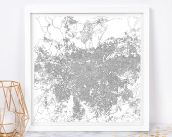 SAO PAULO city MAP - Fine Art Map Poster - Sao Paulo Map Print Minimalist City Map, Timeless Decor, Classic Wall Art, Square Map