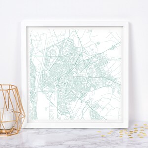 CARTE DE LA VILLE DE SÉVILLE - affiche de carte fine art - impression de carte de Séville, carte de la ville minimaliste, décoration intemporelle, art mural classique, carte carrée