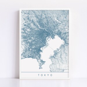 CARTE DE TOKYO - Impression d'art de Tokyo minimaliste, plan de la ville personnalisable, impression jet d'encre de haute qualité, art de carte moderne