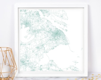 SHANGHAI CITY MAP - Fine Art Map Poster - Shanghai Map Print Minimalist City Map, Timeless Decor, Classic Wall Art, Square Map