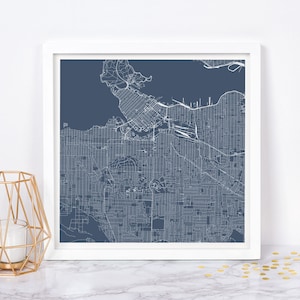 VANCOUVER KARTE Druck - Moderne British Columbia Kanada BC Karte Poster Minimalistisches Stadt Poster Urban City Grid Art Giclee Print Line Art City Map