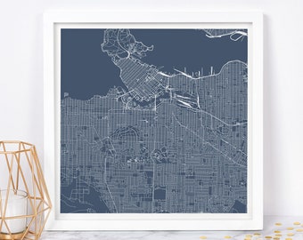 VANCOUVER MAP Print - Modern British Columbia Canada BC Map Poster Minimalist City Poster Urban City Grid Art Giclee Print Line Art City Map