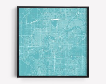 EDMONTON CITY MAP - Fine Art Map Poster - Modern Alberta Canada Map Print Minimalist City Poster Urban City Grid Art Quality Giclee Print