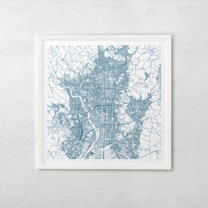 CARTE DE LA VILLE DE KYOTO - affiche de carte fine art - impression de carte de Kyoto, carte de la ville minimaliste, décoration intemporelle, art mural classique, carte carrée