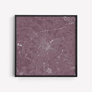 Carte de la ville de CHARLOTTE affiche dessin au trait carte de la ville carte routière usa Charlotte Caroline du Nord carte art mural design moderne carte de la ville de Caroline du Nord affiche Ribba