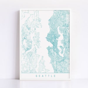 SEATTLE KARTE - Minimalistischer Kunstdruck von SEATTLE, Anpassbare Stadt Karte, Hochwertiger Giclée-Druck, Moderne Karte Kunst