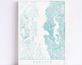 SEATTLE MAP - Minimalist Seattle Art Print, Customizable City Map, High Quality Giclee Print, Modern Map Art