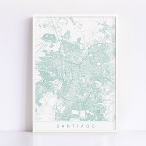 SANTIAGO MAP - Minimalist Santiago Art Print, Customizable City Map, High Quality Giclee Print, Modern Map Art
