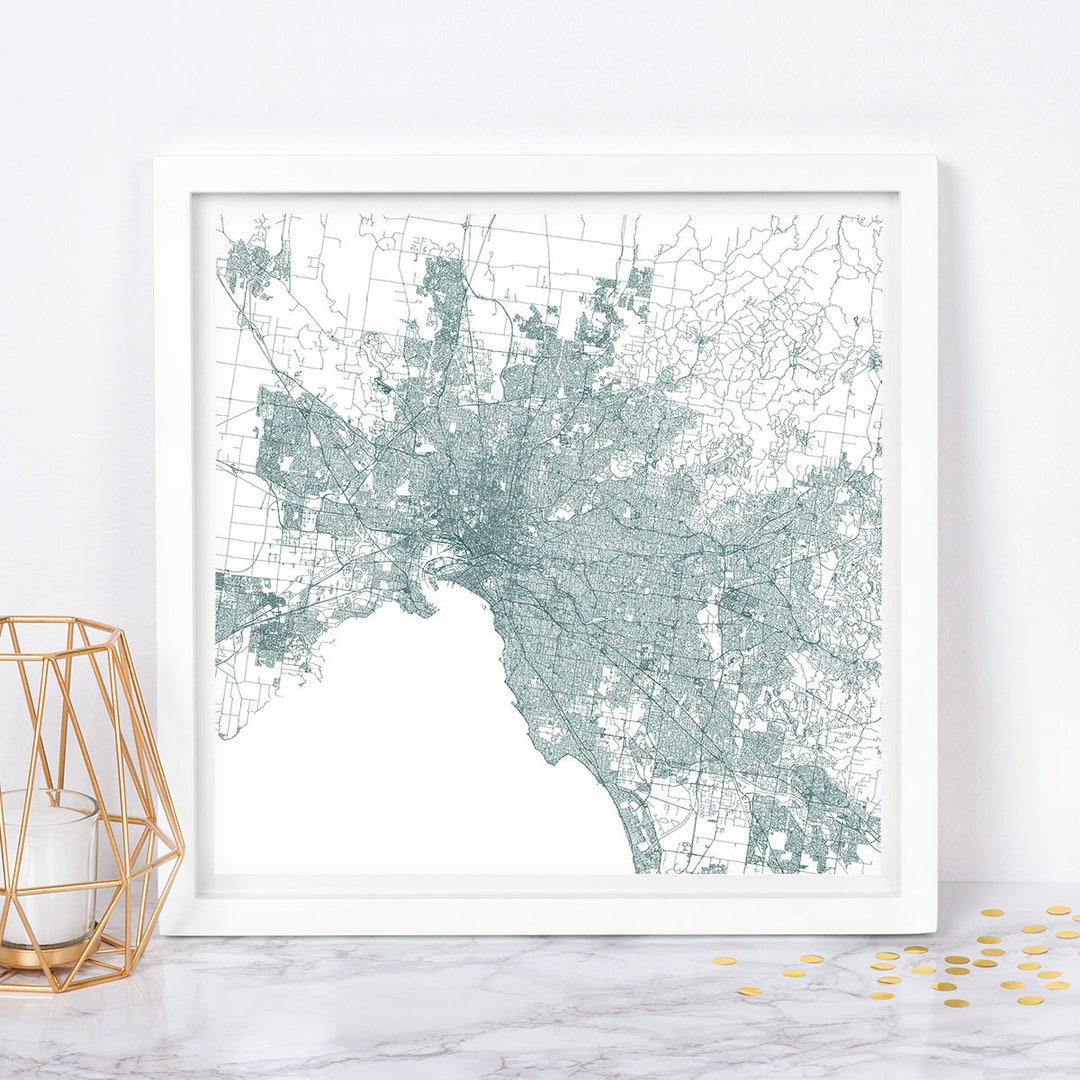 MELBOURNE MAP - Fine Art Map Poster - Melbourne Australia Map Print ...