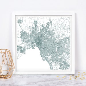 CARTE DE MELBOURNE - affiche de carte fine art - carte de Melbourne Australie impression plan de la ville minimaliste, décoration intemporelle, art mural classique, carte carrée