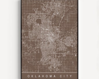 OKLAHOMA CITY MAP Art Print - Modern City Print Art - Customizable City Map Home Decor Modern City Art Print Giclee Ribba U.S.A. Map