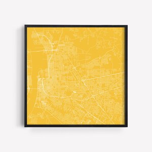 BATON ROUGE plan de la ville - art mural minimaliste, affiche design moderne en quadrillage de la ville, Louisiane, États-Unis, décoration intemporelle, art mural classique, carte carrée