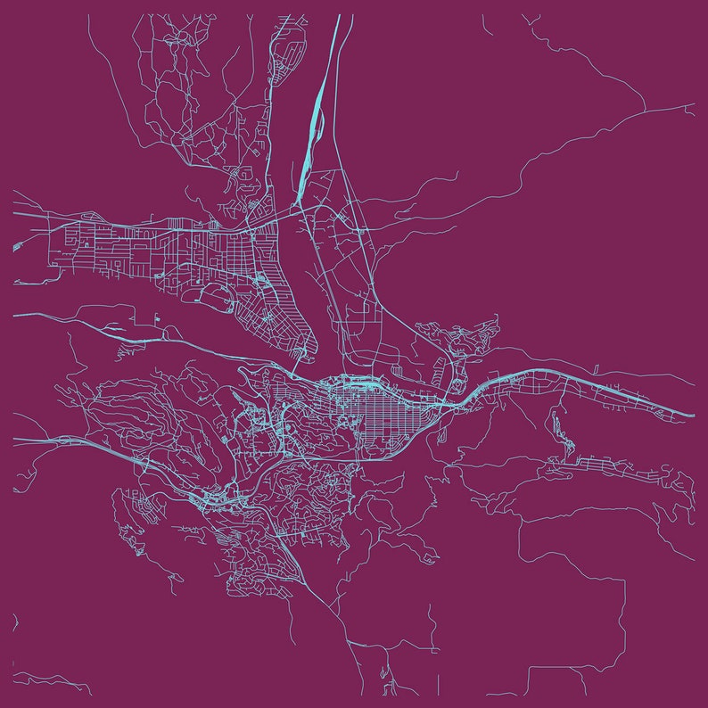 KAMLOOPS MAP PRINT Customizable Colors Kamloops Wall Art Etsy