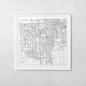 CARTE DE LA VILLE DE FARGO - affiche d'art - impression de carte de Fargo, Dakota du Nord, décoration intemporelle, art mural classique, carte carrée