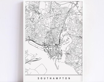 SOUTHAMPTON MAP - Minimalist Southampton Art Print, Customizable City Map, High Quality Giclee Print, Modern Map Art