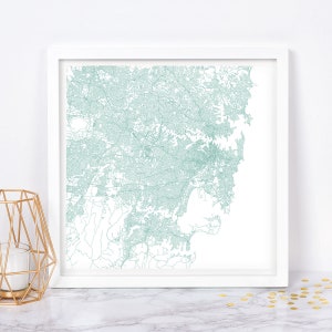 PLAN DE LA VILLE DE SYDNEY - affiche de carte fine art - impression de carte de Sydney plan de la ville minimaliste, décoration intemporelle, art mural classique, carte carrée