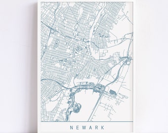 NEWARK NEW JERSEY Map - Customizable City Map, High Quality Giclee Print, Minimalist Art