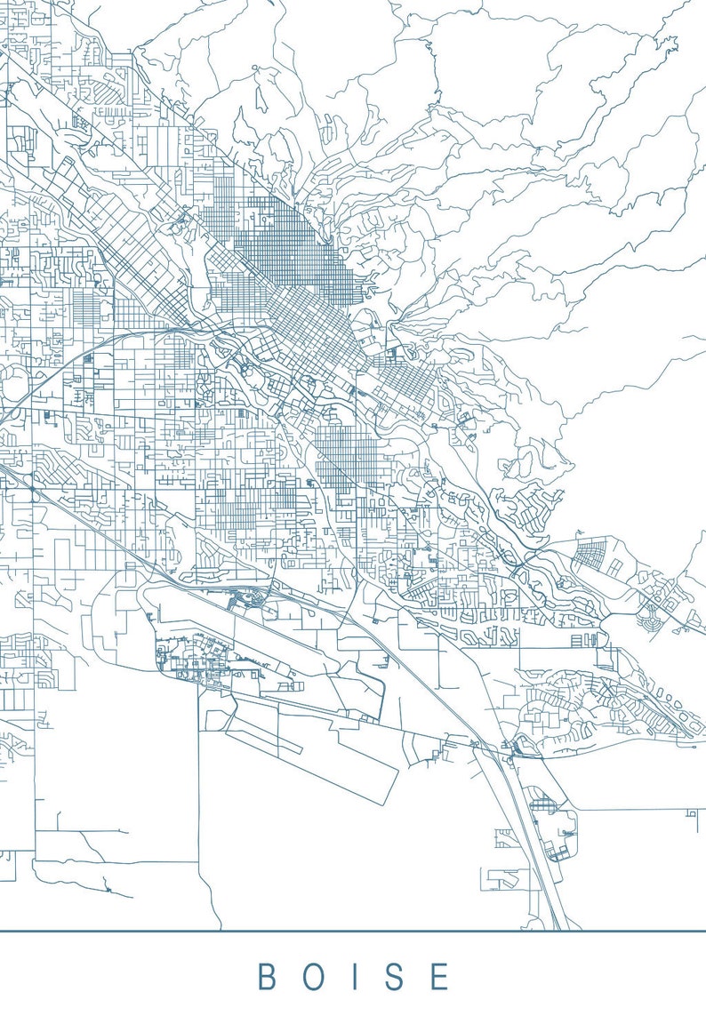 BOISE IDAHO MAP - Customizable City Map, High Quality Giclee Print ...