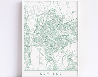 SEVILLE MAP - Minimalist Seville Art Print, Customizable City Map, High Quality Giclee Print, Modern Map Art