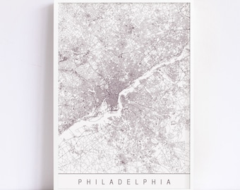PHILADELPHIA MAP - Minimalist Philadelphia Art Print, Customizable City Map, High Quality Giclee Print, Modern Map Art