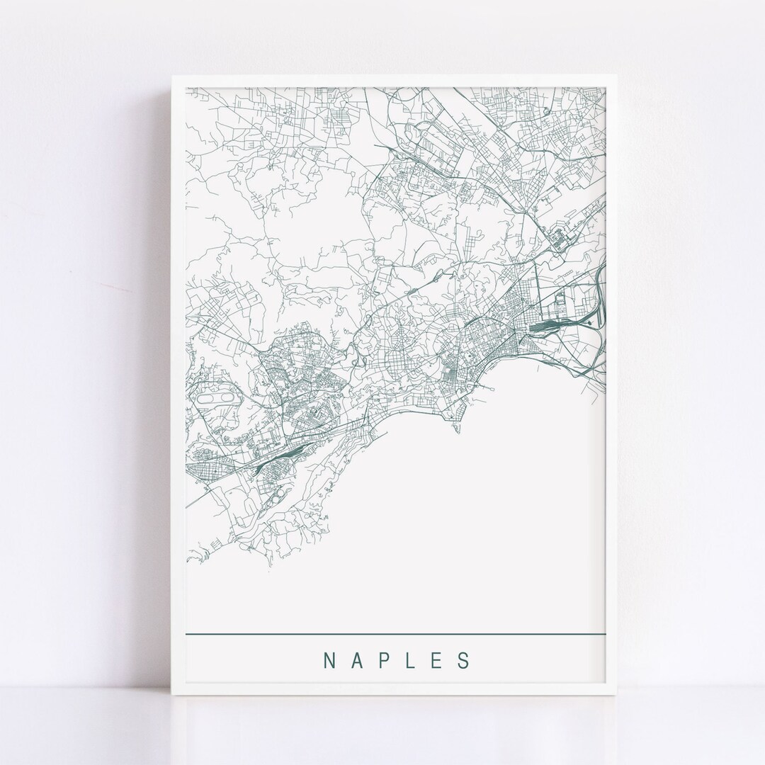 NAPLES MAP - High Quality Giclee Print, Minimalist Naples Art Print ...