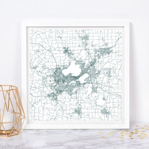 Plan de la ville de Madison - affiche de carte fine art - carte de la ville de Madison, Wisconsin, impression minimaliste, décoration intemporelle, art mural classique, carte carrée