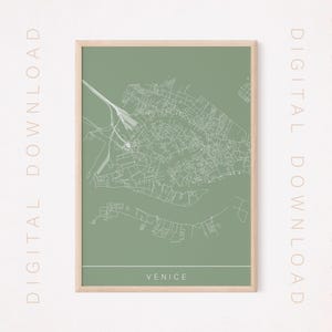 MAPA DE VENECIA, Descarga digital, Mapa de Venecia, Italia, Impresión artística minimalista de alta calidad, Mapa de la ciudad