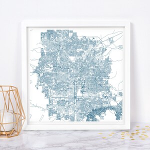 LAS VEGAS PRINT - carte fine art poster - impression carte Las Vegas Nevada, plan de la ville minimaliste, déco intemporelle, art mural classique, carte carrée
