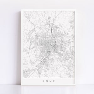 Carte de ROME - impression d'art Rome Italie minimaliste, plan de la ville personnalisable, impression jet d'encre de haute qualité, art de la carte moderne