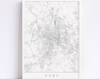 MAP OF ROME - Minimalist Rome Italy Art Print, Customizable City Map, High Quality Giclee Print, Modern Map Art
