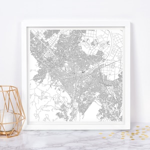 CARTE DE LA VILLE DE SAPPORO - affiche de carte fine art - impression de carte de Sapporo, carte de la ville minimaliste, décoration intemporelle, art mural classique, carte carrée