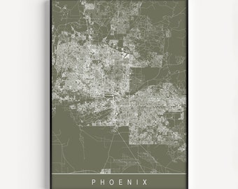 PHOENIX MAP PRINT- Modern City Print Art - Customizable City Map Home Decor Modern City Art Print Giclee Ribba Phoenix Arizona Map