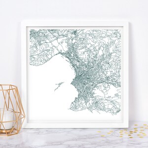 MARSEILLE KARTE - Fine Art Map Poster - Marseille Südfrankreich Karte Druck Minimalistische Stadt Karte, Zeitloses Dekor, Klassische Wandkunst, Quadrate Karte