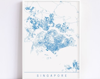 SINGAPORE MAP - Minimalist Singapore Art Print, Customizable City Map, High Quality Giclee Print, Modern Map Art
