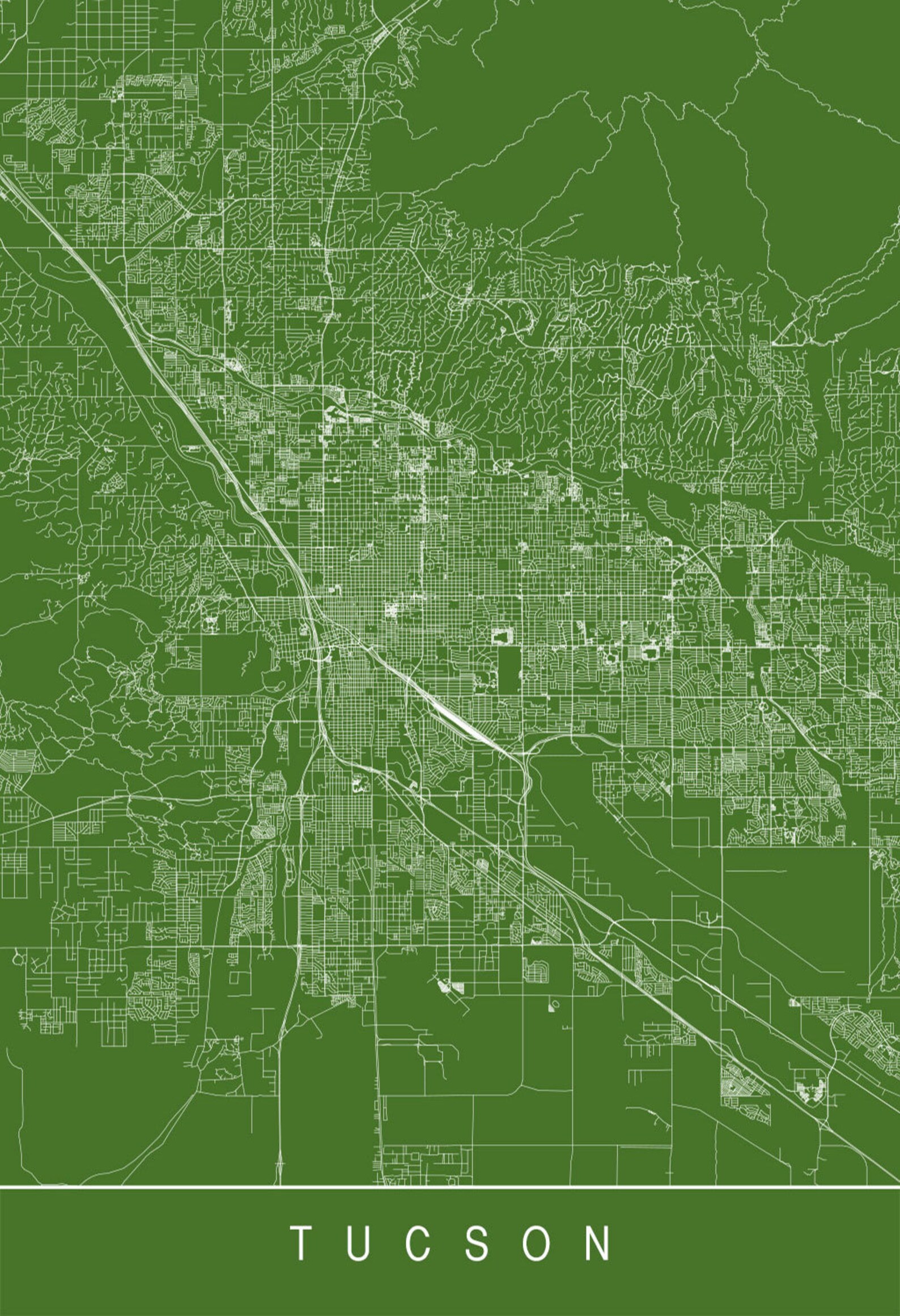 TUCSON MAP PRINT Modern City Print Art Customizable City | Etsy